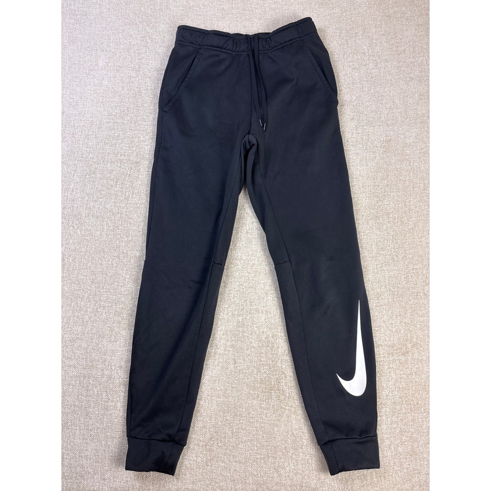 Nike Dri-FIT Mens Joggers Black Athletic Sweatpants Large Swoosh Size Small